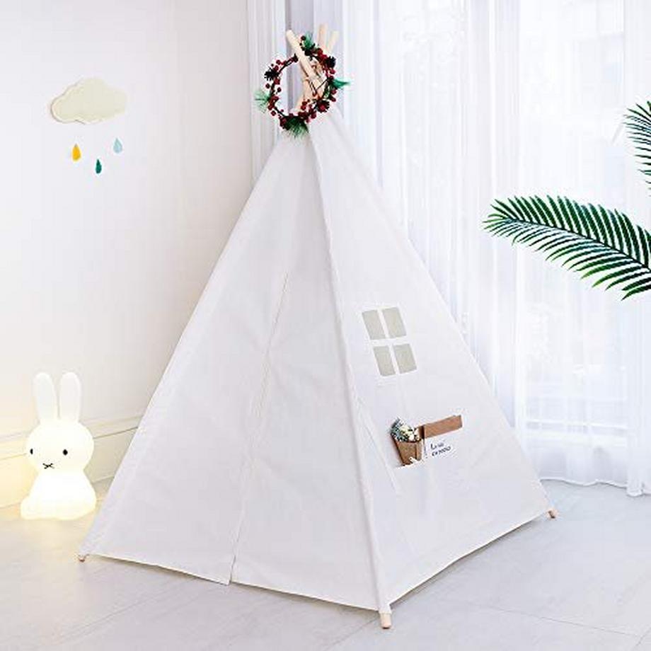 Activity-board  Tente tipi pour enfants, tente de jeu indienne classique pour enfants, maison de jeu pliable pour intérieur ou extérieur, tentes pour enfants en coton pour filles et garçons avec sac de transport 