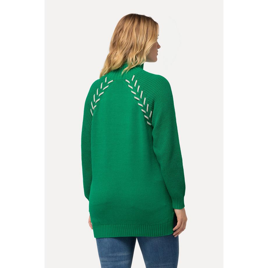 Ulla Popken Pull à Coutures Fantaisie Col Montant Manches Longues  