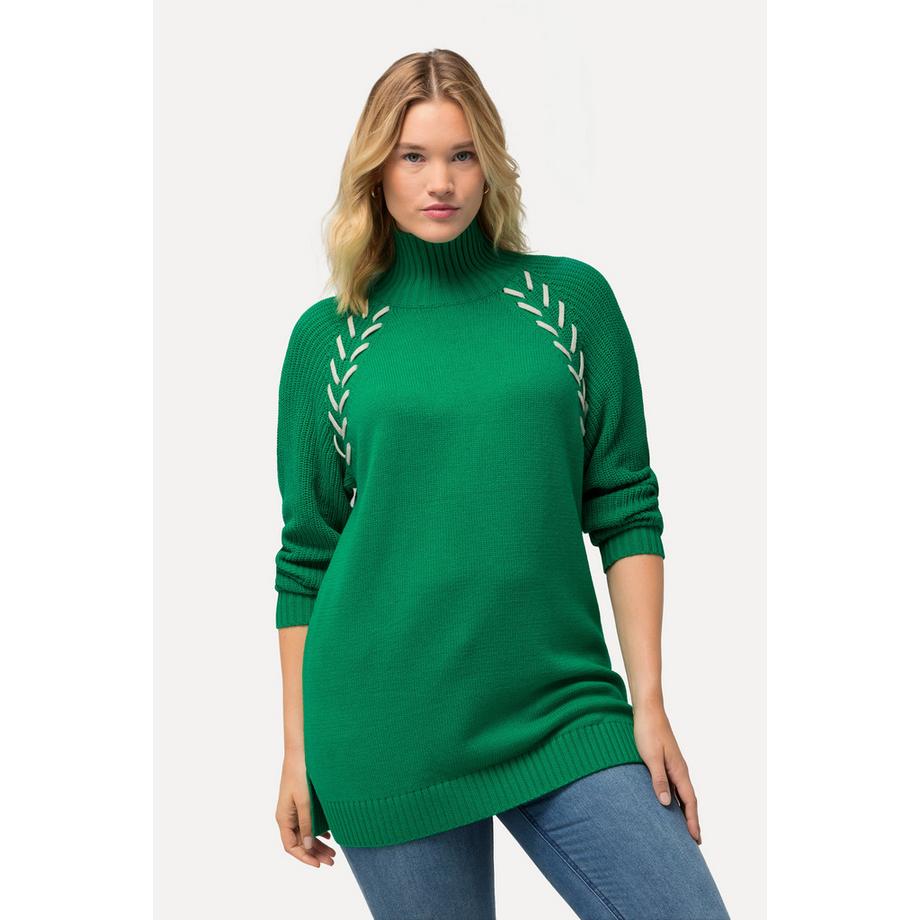 Ulla Popken Pull à Coutures Fantaisie Col Montant Manches Longues  