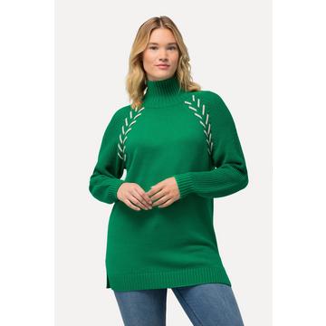 Maglione con nastri, collo alto e maniche lunghe
