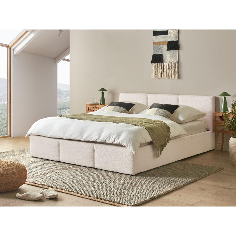 Beliani Lit ottoman en Bouclé Minimaliste BOUSSE  