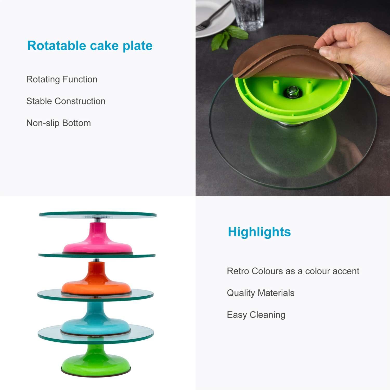 Intirilife Intirilife Plateau à Gâteau Pivotant avec Base Antidérapante  