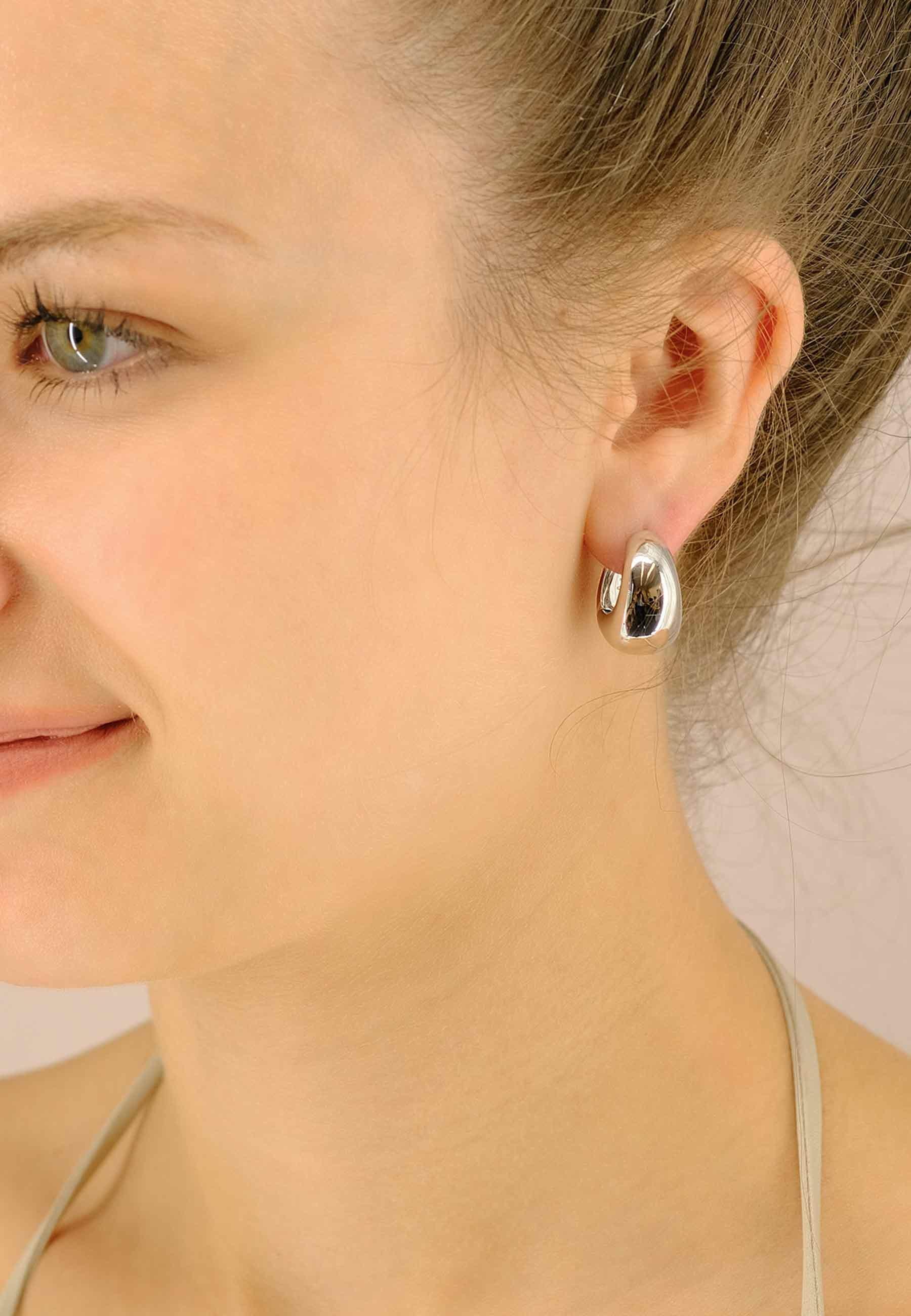 MUAU Schmuck  Creolen Weissgold 750 Scharnier bombiert 19x15mm 