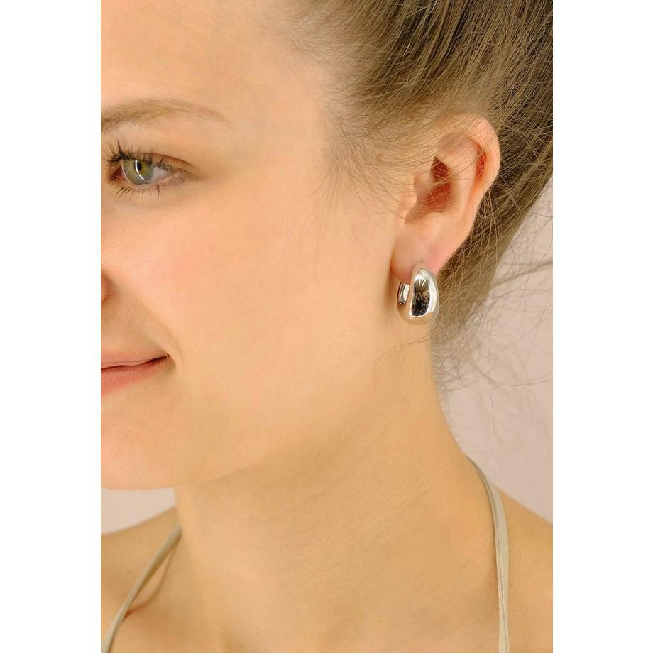 MUAU Schmuck  Charnière créole en or blanc 750 cambrée 19x15mm 