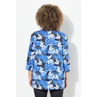 Ulla Popken Blätter A-Linie V-Ausschnitt 3/4 Arm Shirt  