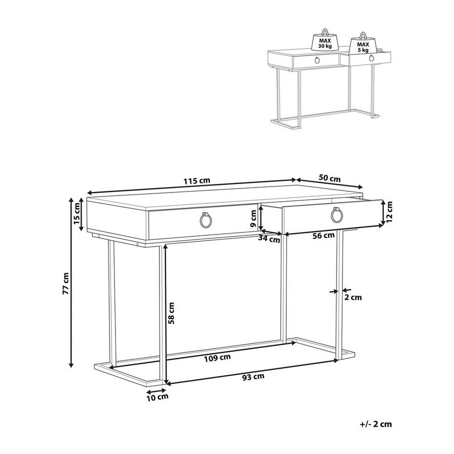 Beliani Tavolino consolle en Fibra a media densità (MDF) Glamour WESTPORT  