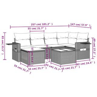 VidaXL Ensemble de canapés de jardin rotin synthétique  