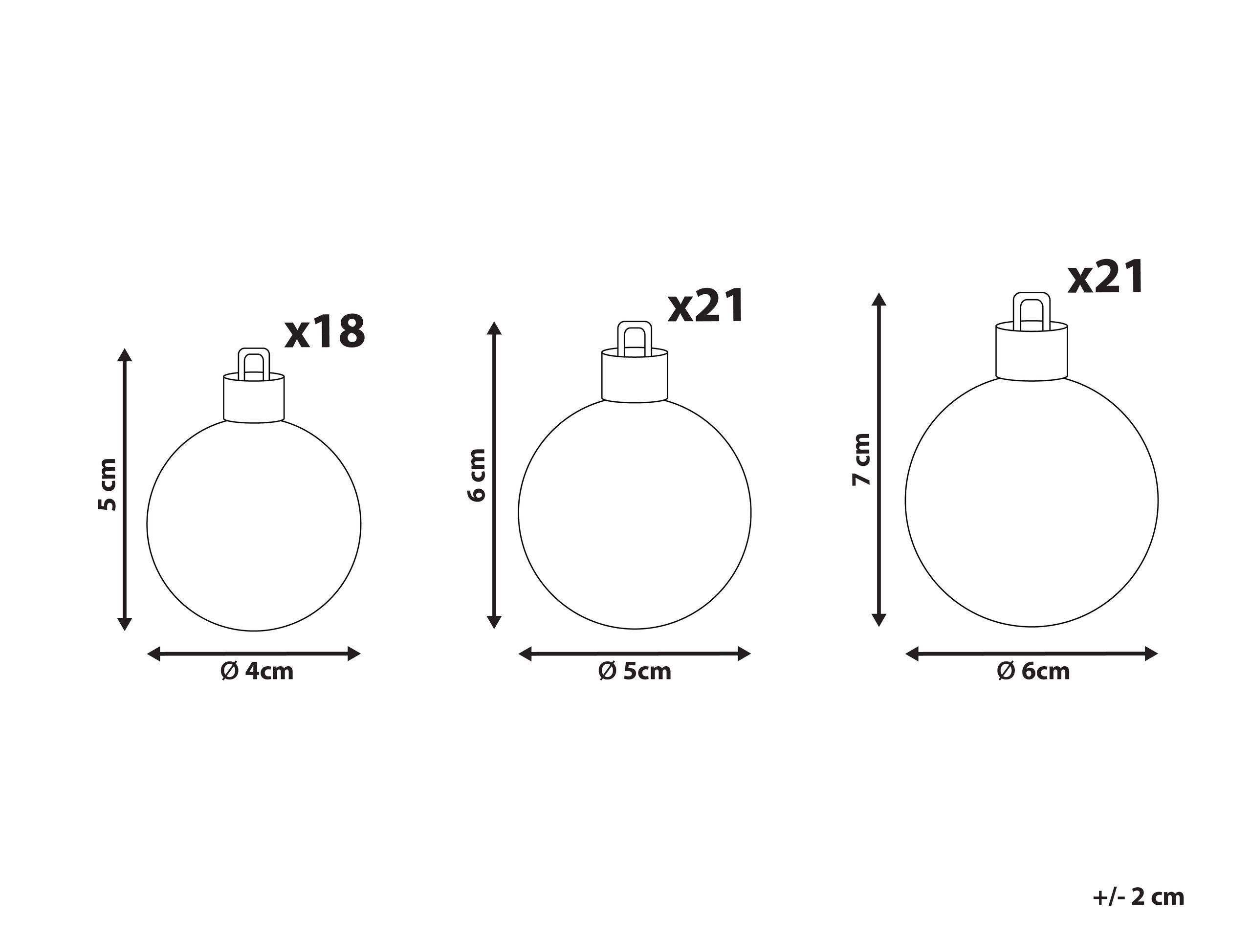 Beliani Weihnachtskugel 60er Set aus Kunststoff Klassisch TYIN  