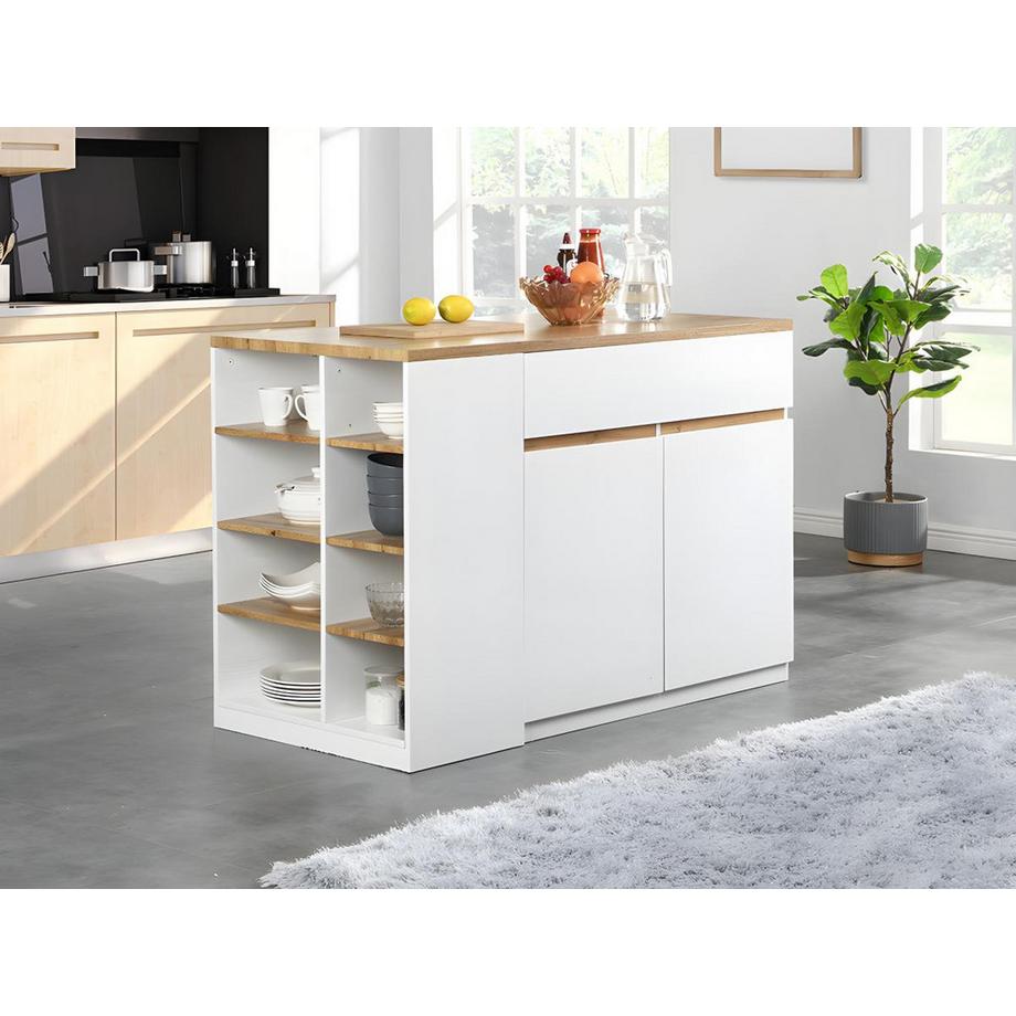 Vente-unique  Ilot central de cuisine MEILI avec rangements Chêne 