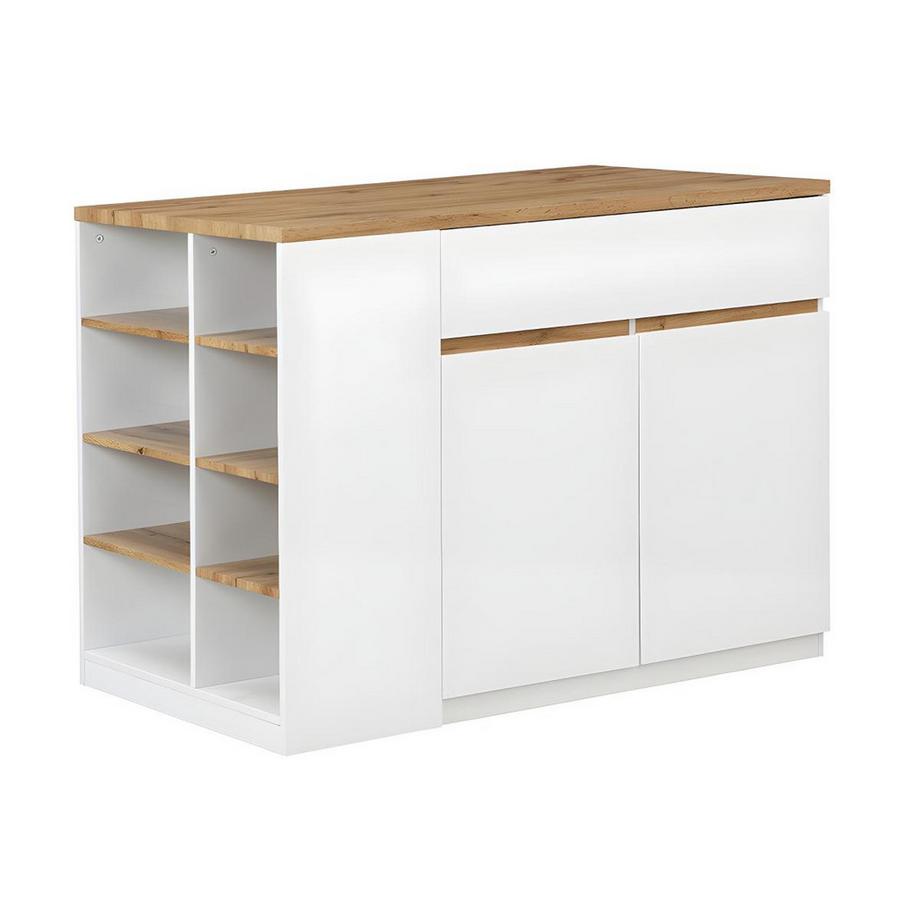 Vente-unique  Ilot central de cuisine MEILI avec rangements Chêne 