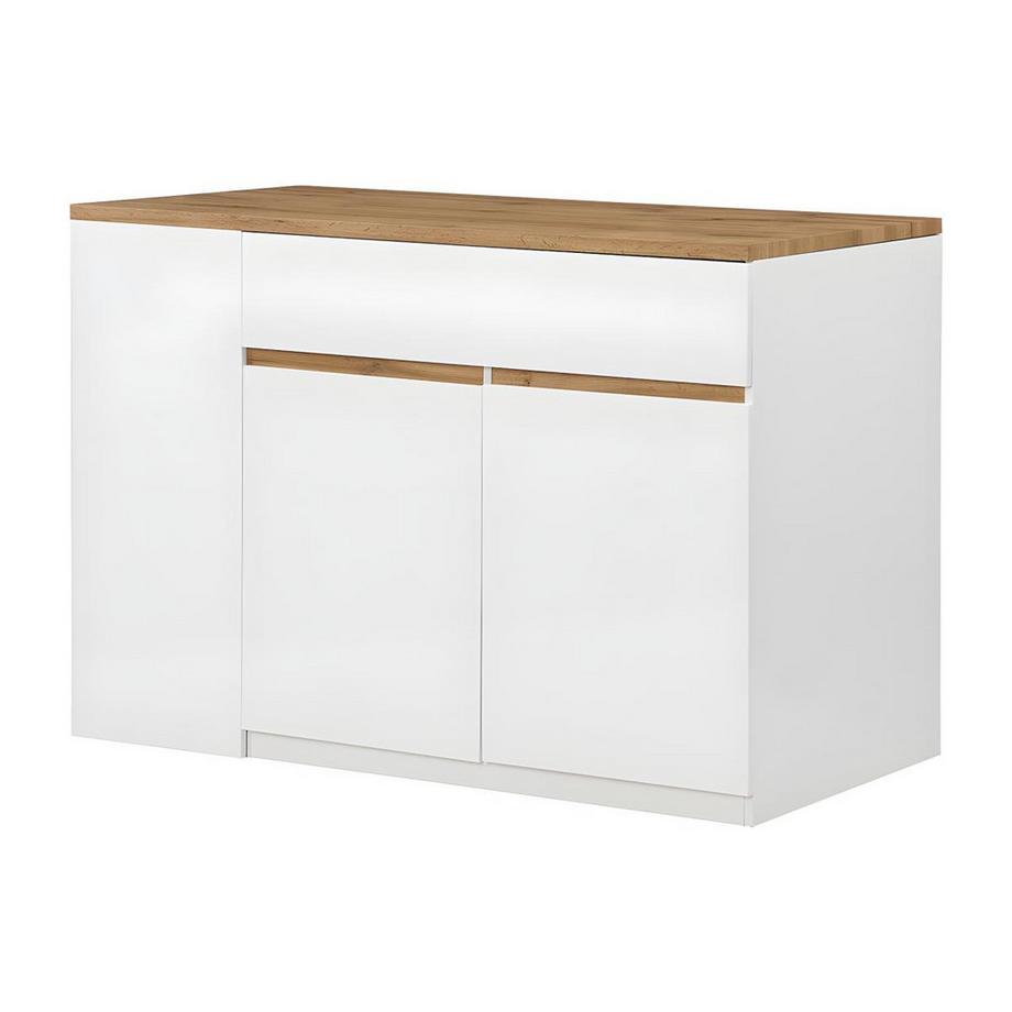 Vente-unique  Ilot central de cuisine MEILI avec rangements Chêne 