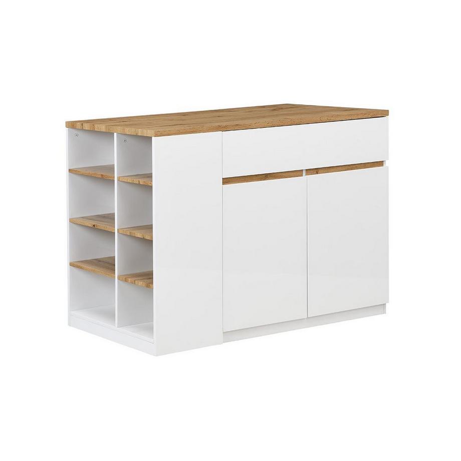 Vente-unique  Ilot central de cuisine MEILI avec rangements Chêne 