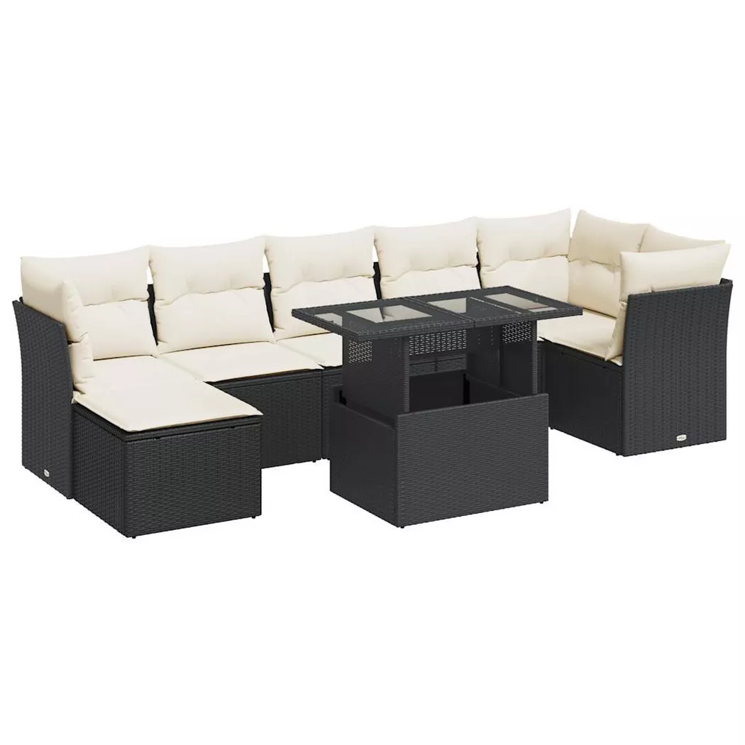 VidaXL - Gartensofa set poly-rattan, One Size, Schwarz