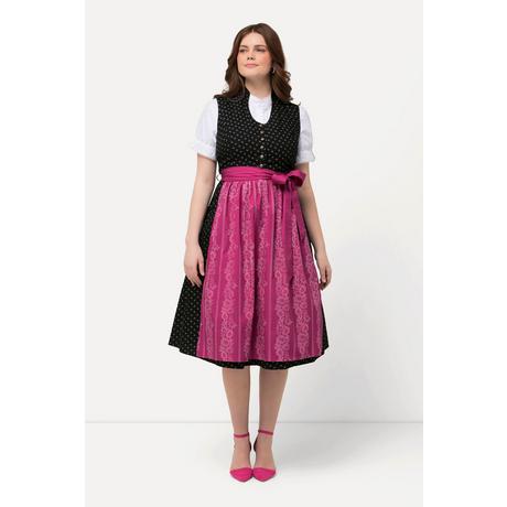 Ulla Popken Dirndl Boutons Décoratifs Col Montant Sans Manches  