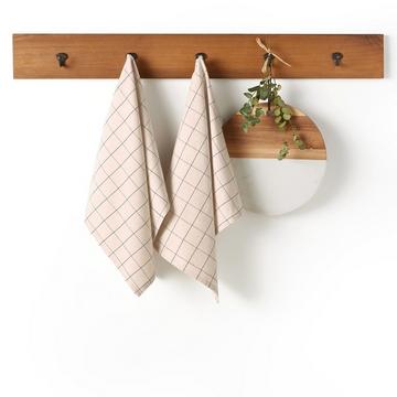 Lot de 2 torchons tissé teint coton/lin