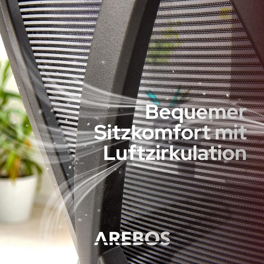 Arebos Chaise de bureau, chaise de bureau avec appui-tête réglable  