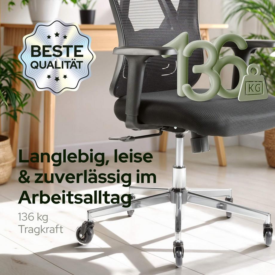 Arebos Chaise de bureau, chaise de bureau avec appui-tête réglable  