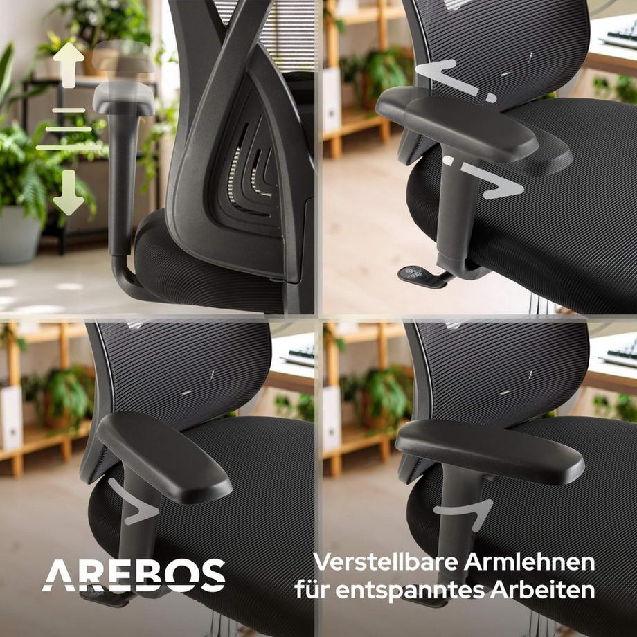 Arebos Chaise de bureau, chaise de bureau avec appui-tête réglable  