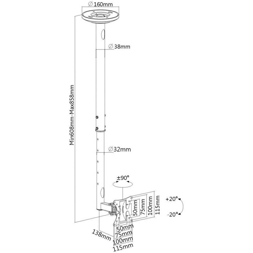 My Wall  Supporto a soffitto per TV Estensibile , Inclinabile, Orientabile 25,4 cm (10) - 7 