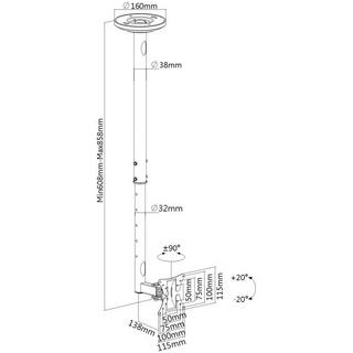 My Wall  Supporto a soffitto per TV Estensibile , Inclinabile, Orientabile 25,4 cm (10) - 7 