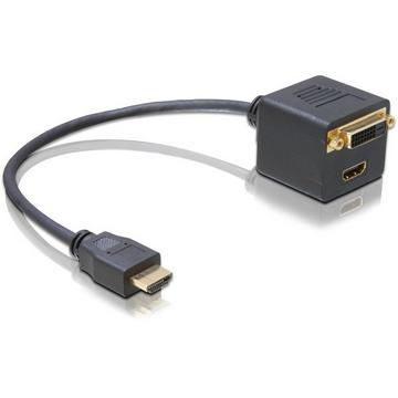 DeLOCK Adapter HDMI Stecker zu HDMI + DVI25 Buchse