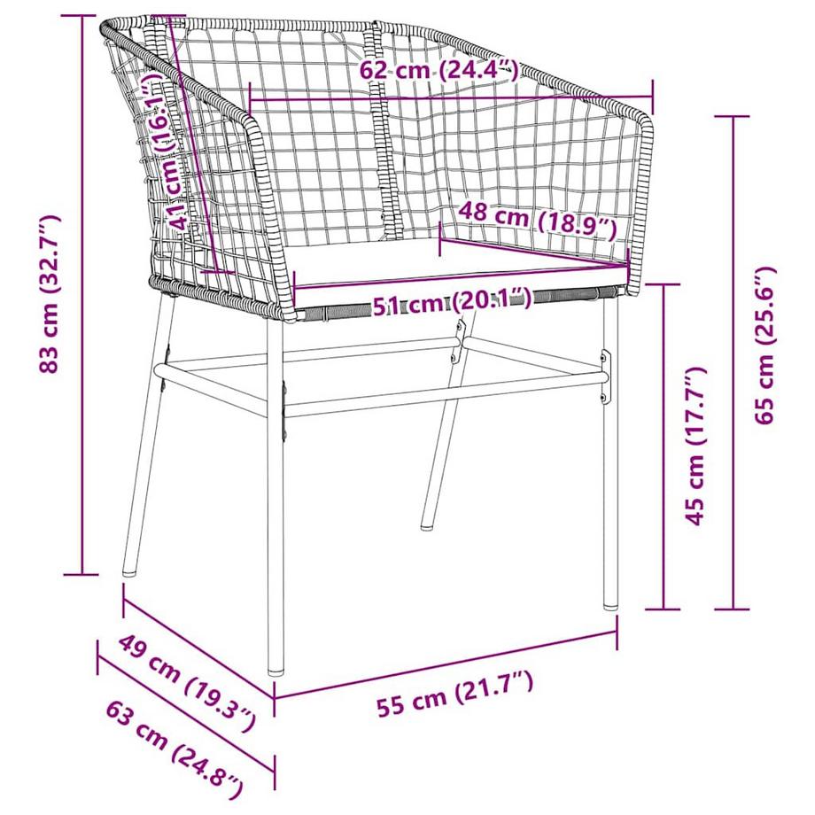 VidaXL Ensemble de salle à manger pour jardin poly rattan  