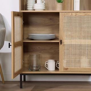 Calicosy Libreria con 6 Vani e 2 Porte in Rattan Naturale H175cm - JAYA  