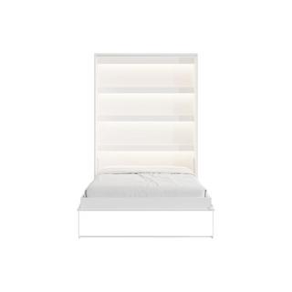 Vente-unique Lit escamotable 140 x 200 cm - Ouverture verticale manuelle - Avec LEDs - Blanc + Matelas - RAPILI  