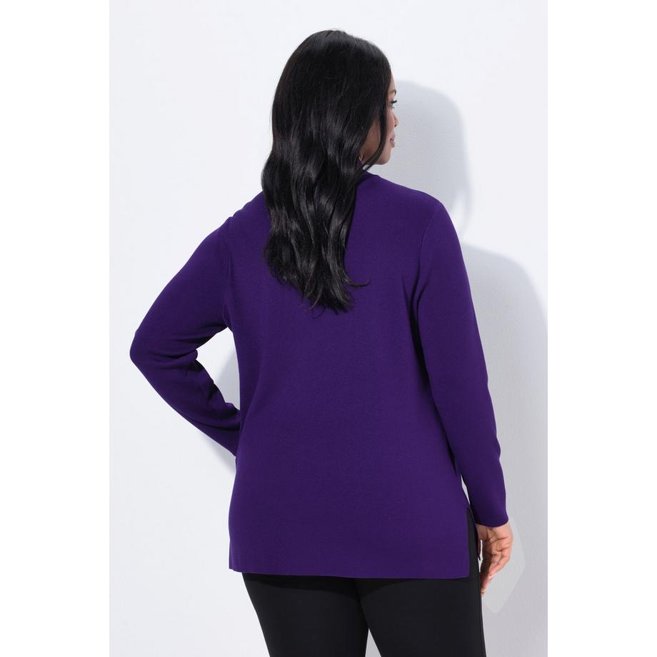 Ulla Popken Feinstrick Pullover Ripp-Stehkragen Langarm  