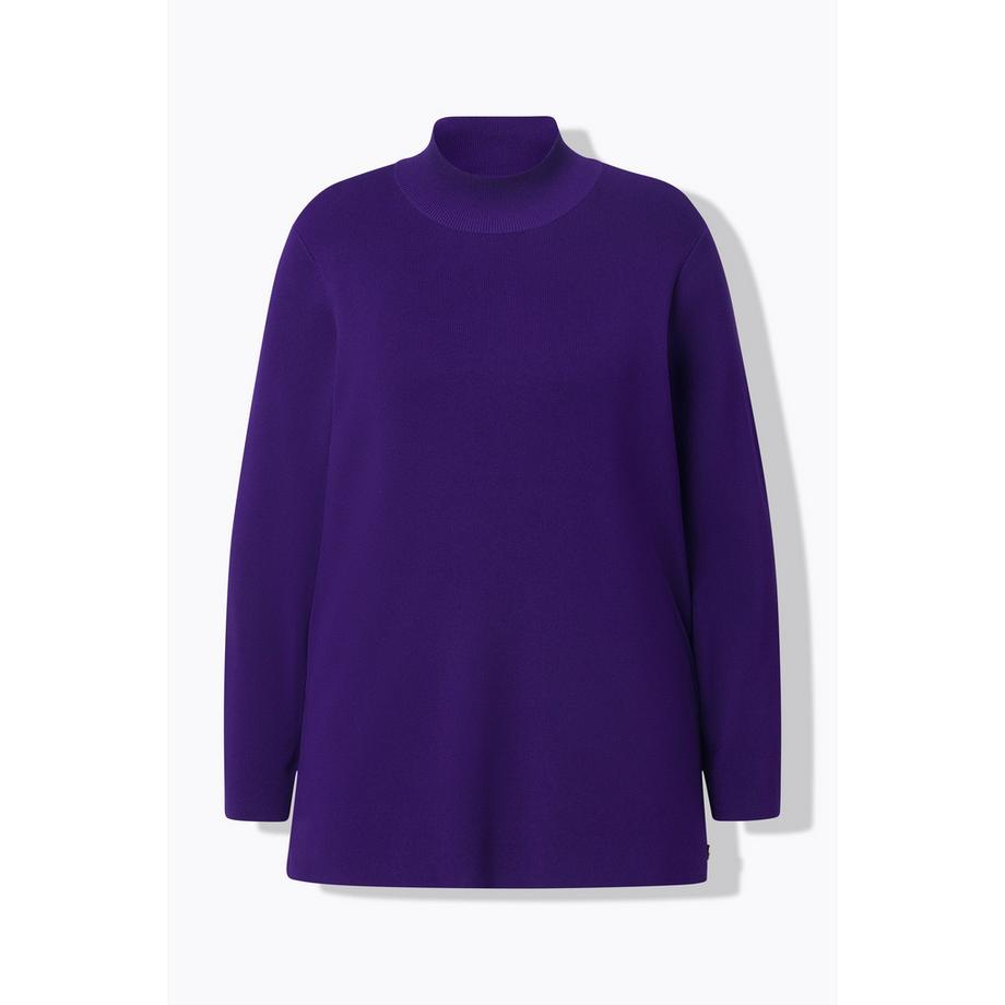 Ulla Popken Feinstrick Pullover Ripp-Stehkragen Langarm  