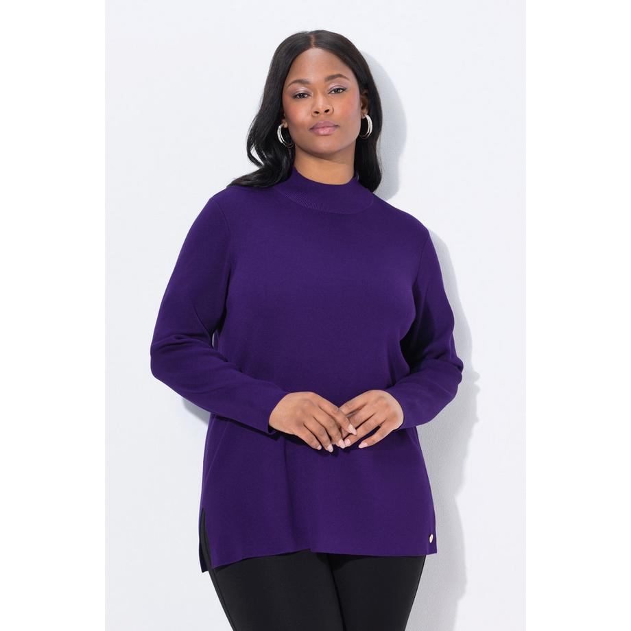 Ulla Popken Feinstrick Pullover Ripp-Stehkragen Langarm  