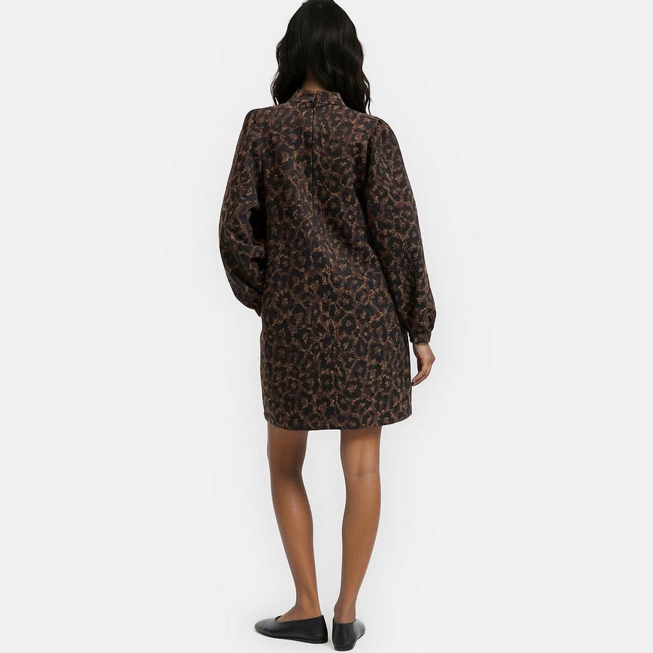 La Redoute Collections Robe courte en jacquard léopard à manches bouffantes  