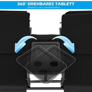 B2X Hollywoodschaukel mit Kühltasche 2-Sitzer Gartenschaukel mit verstellbarem Dach Schwarz 180 x 124 x 161,5 cm  