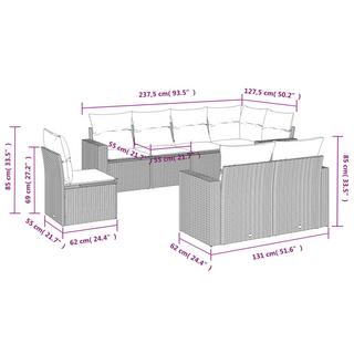 VidaXL Ensemble de canapés de jardin rotin synthétique  