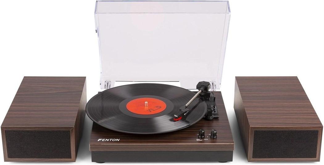 Fenton  RP165D Plattenspieler mit Lautsprechern, Holzoptik 