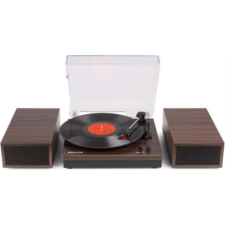 Fenton  RP165D Plattenspieler mit Lautsprechern, Holzoptik 