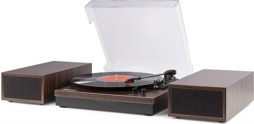 Fenton  RP165D Plattenspieler mit Lautsprechern, Holzoptik 