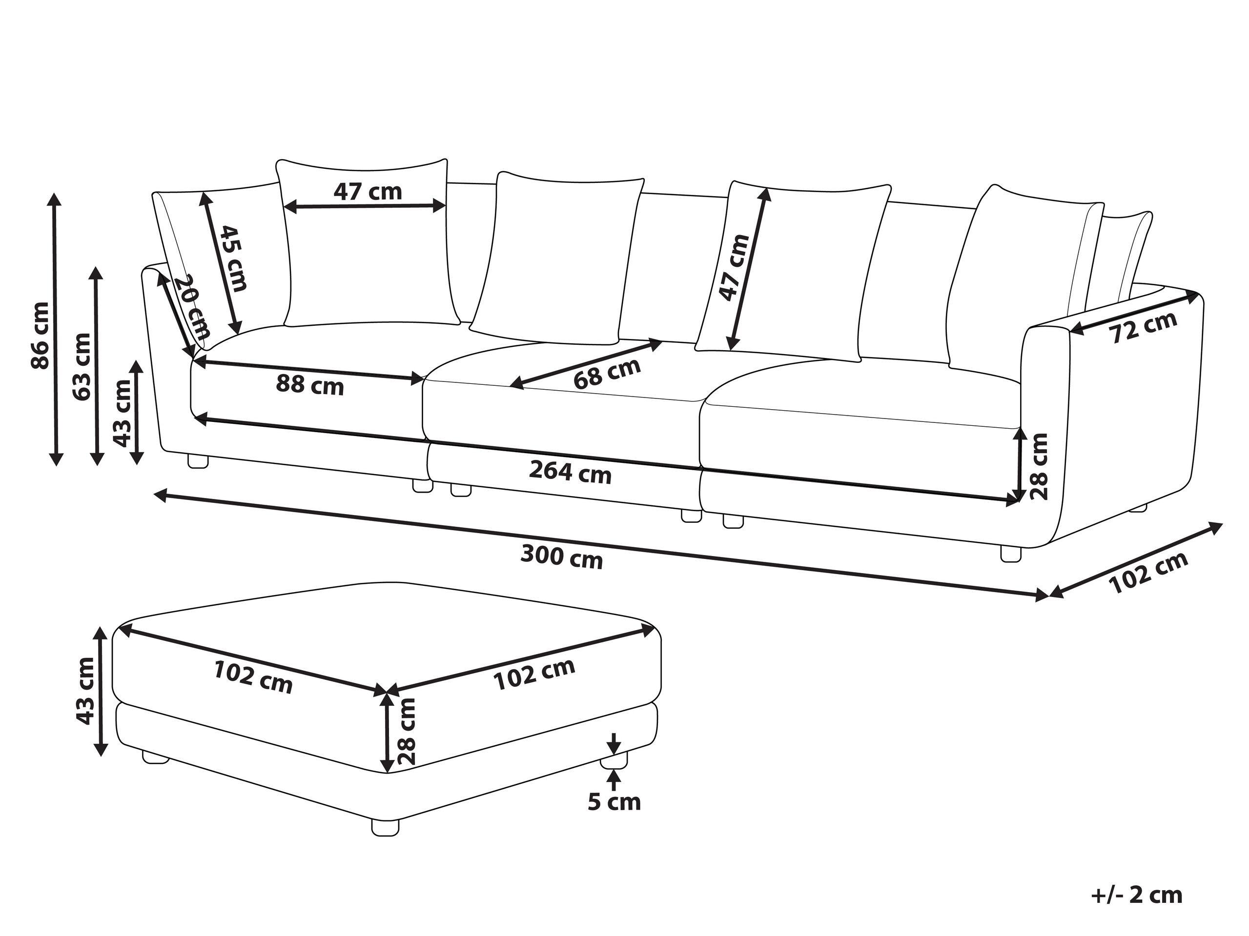 Beliani Canapé avec pouf en Polyester Moderne SIGTUNA  