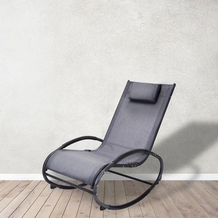 FS-STAR Schaukelstuhl mit Kissen dunkel  