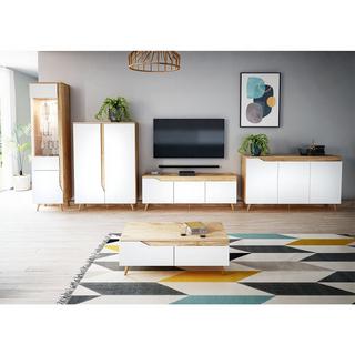 Calicosy Credenza alta scandinava a 2 ante L90 cm - Decorazione legno e nero  