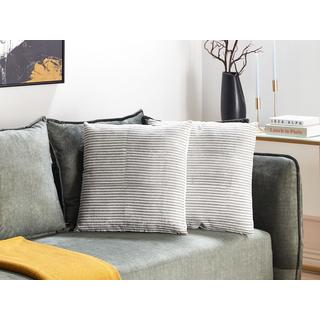 Beliani Lot de 2 coussins décoratifs en Lin Moderne KANPAS  