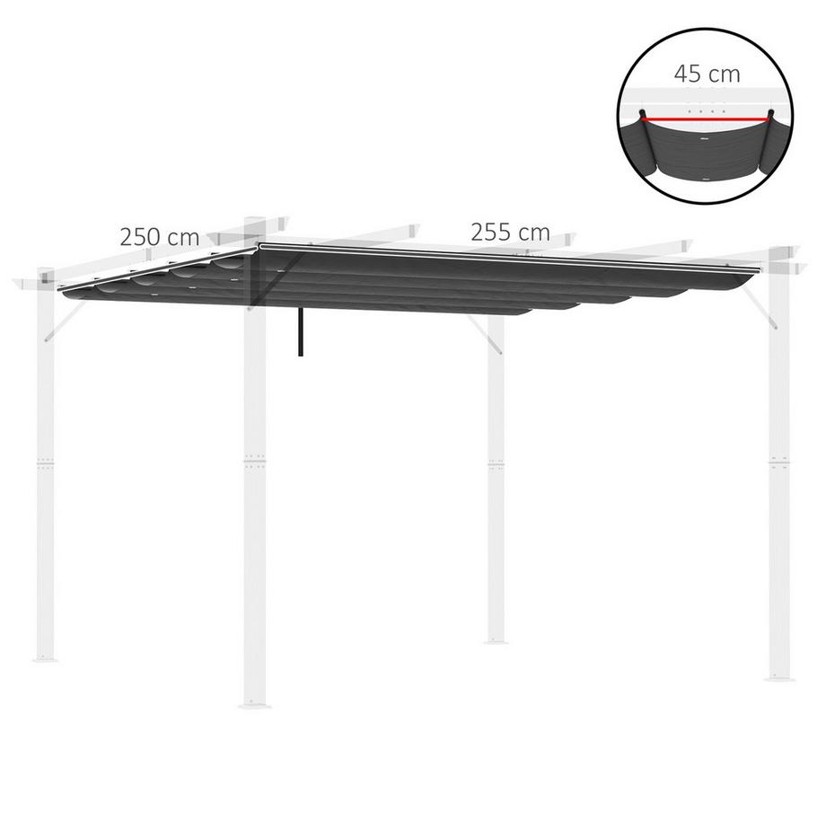 Northio Tetto di ricambio per pergola 2,5 x 2,55 m Tetto per pergola con fori di drenaggio, copertura ombreggiante per giardino e terrazza, grigio scuro  