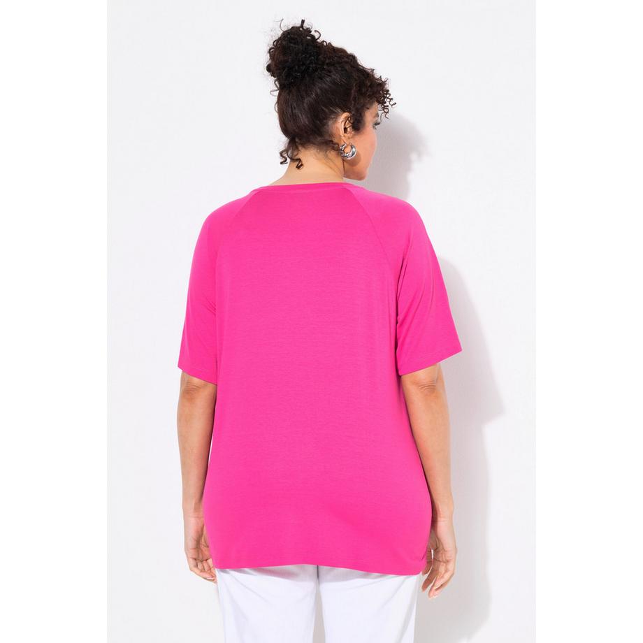 Ulla Popken T-shirt Classic Girocollo Mezze Maniche con Laccetti Decorativi  