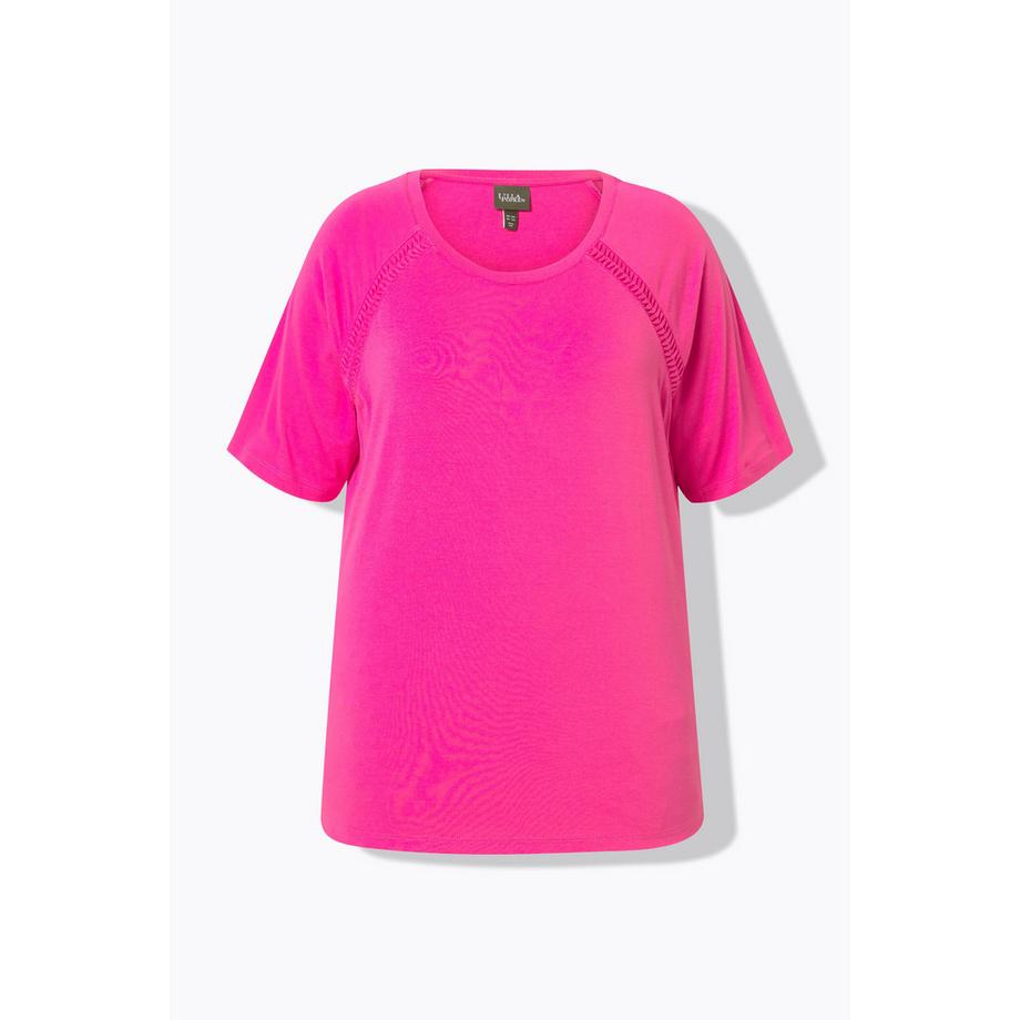 Ulla Popken T-shirt Classic Girocollo Mezze Maniche con Laccetti Decorativi  