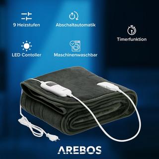 Arebos Elektrische Heizdecke Wärmedecke waschbar Kuscheldecke  