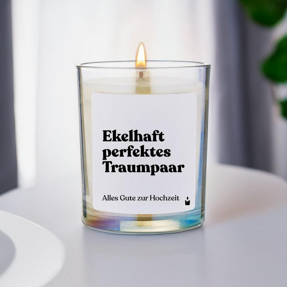 CandleHand Duftkerze Woody Ekelhaft perfektes Traumpaar - Alles Gute zur Hochzeit  