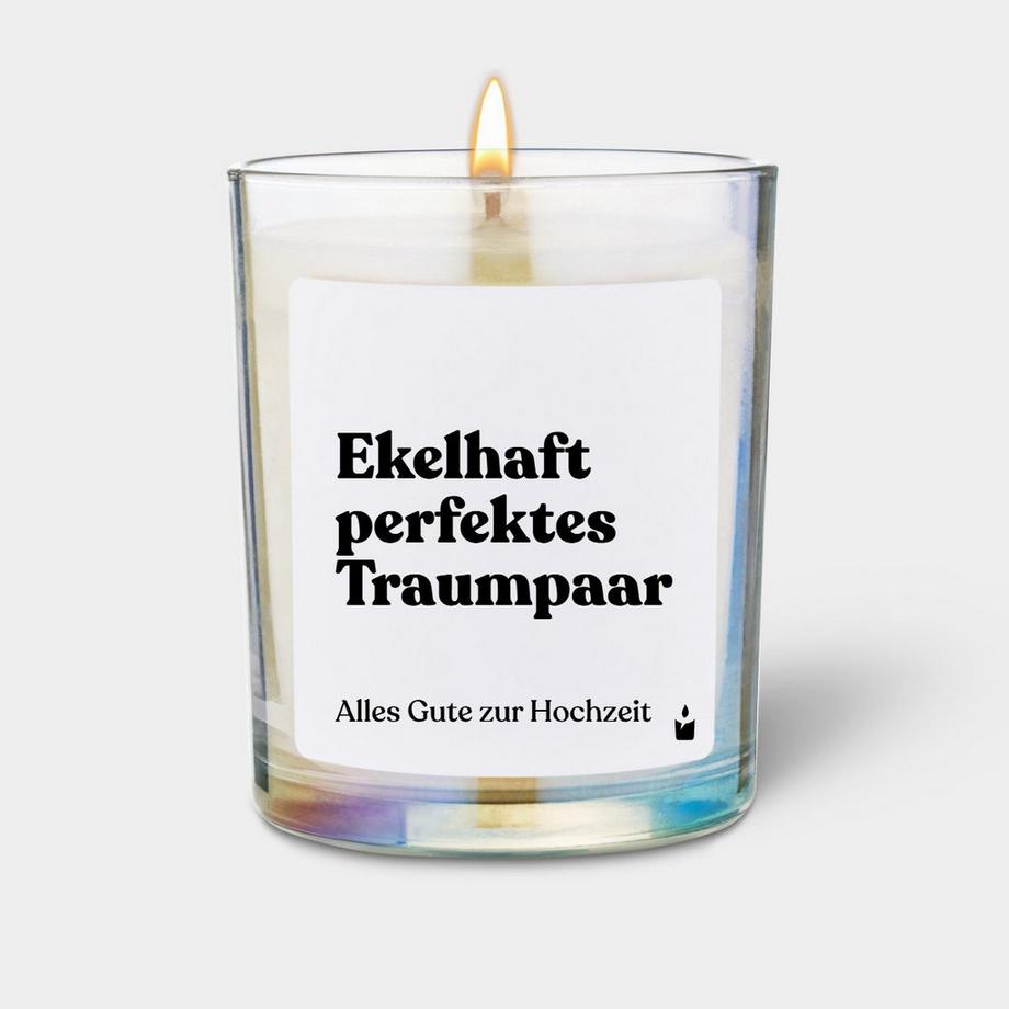 CandleHand Duftkerze Woody Ekelhaft perfektes Traumpaar - Alles Gute zur Hochzeit  