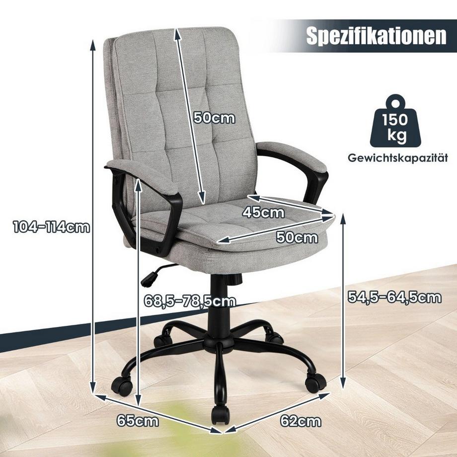 Northix  Chaise de bureau ergonomique avec accoudoirs et roulettes Chaise pivotante réglable en hauteur Chaise d'ordinateur 