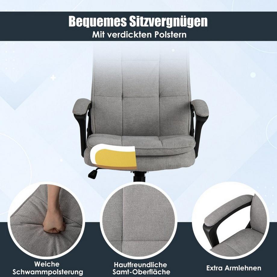 Northix  Chaise de bureau ergonomique avec accoudoirs et roulettes Chaise pivotante réglable en hauteur Chaise d'ordinateur 