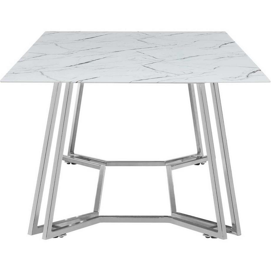 mutoni Table basse Drubstox métal verre blanc chrome 110  